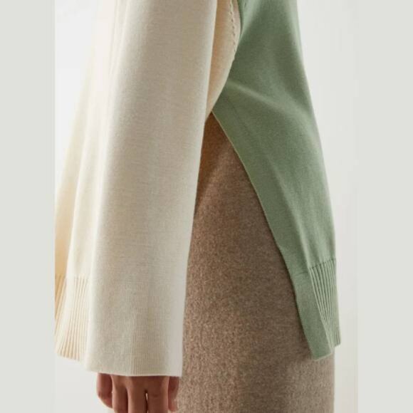 COS Merino Wool Sweater Contrast Knit Oversized Pullover Turtleneck - Picture 5 of 10